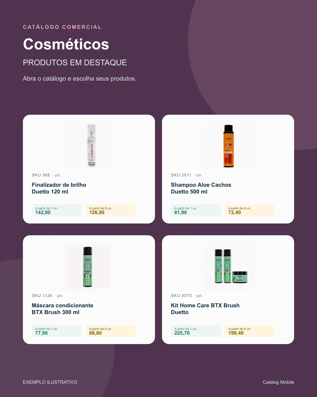 Exemplo de imagem de divulgação: Cosméticos