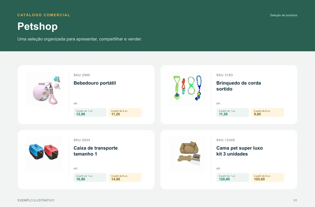 Exemplo de página de catálogo: Petshop